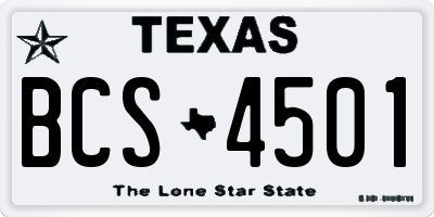 TX license plate BCS4501