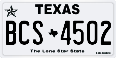 TX license plate BCS4502