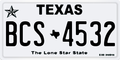 TX license plate BCS4532