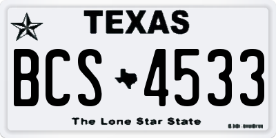TX license plate BCS4533