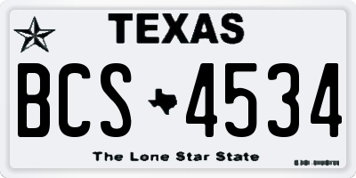 TX license plate BCS4534