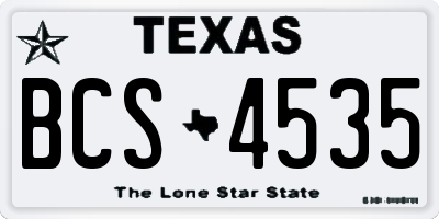 TX license plate BCS4535