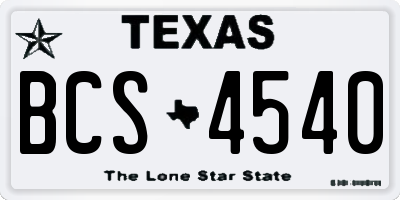 TX license plate BCS4540