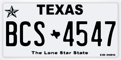 TX license plate BCS4547