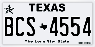 TX license plate BCS4554