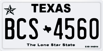 TX license plate BCS4560