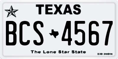 TX license plate BCS4567