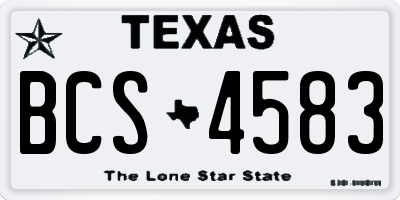 TX license plate BCS4583