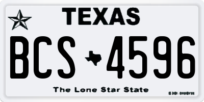 TX license plate BCS4596