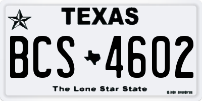 TX license plate BCS4602