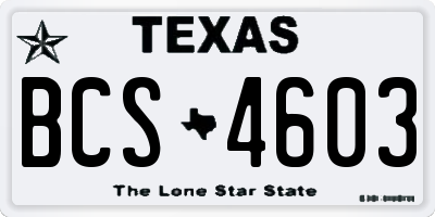 TX license plate BCS4603