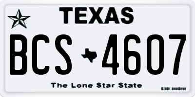 TX license plate BCS4607