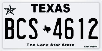 TX license plate BCS4612