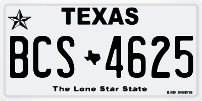 TX license plate BCS4625