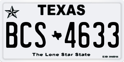 TX license plate BCS4633