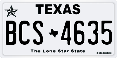 TX license plate BCS4635