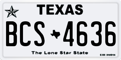 TX license plate BCS4636