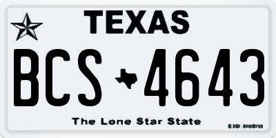 TX license plate BCS4643