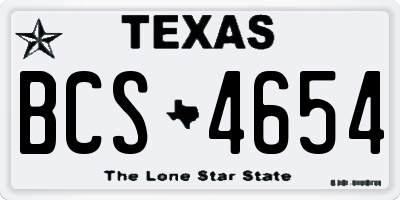 TX license plate BCS4654
