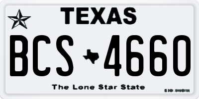 TX license plate BCS4660