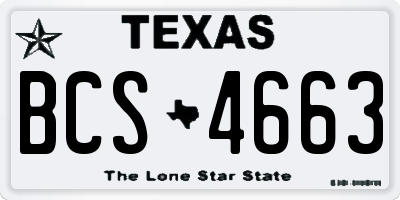 TX license plate BCS4663