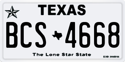TX license plate BCS4668