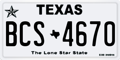 TX license plate BCS4670