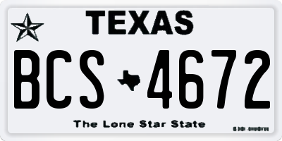 TX license plate BCS4672