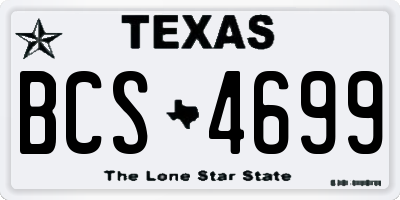 TX license plate BCS4699