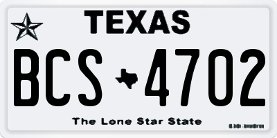 TX license plate BCS4702