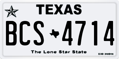 TX license plate BCS4714