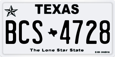 TX license plate BCS4728