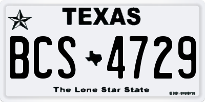 TX license plate BCS4729