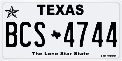 TX license plate BCS4744