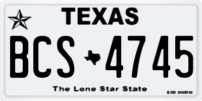 TX license plate BCS4745