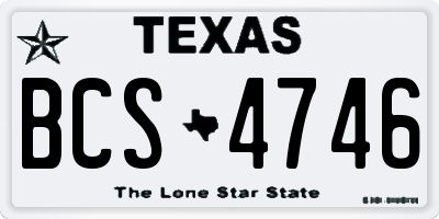 TX license plate BCS4746