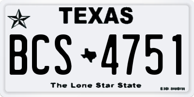 TX license plate BCS4751
