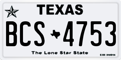 TX license plate BCS4753