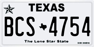 TX license plate BCS4754