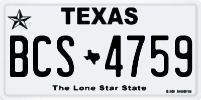 TX license plate BCS4759