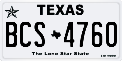 TX license plate BCS4760