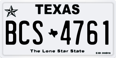 TX license plate BCS4761
