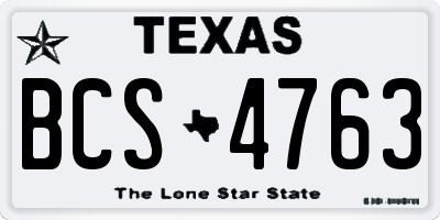 TX license plate BCS4763