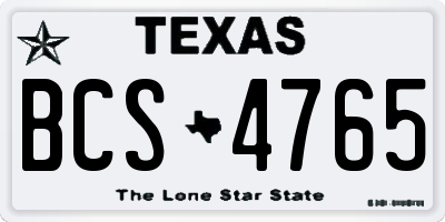 TX license plate BCS4765