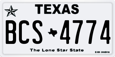 TX license plate BCS4774