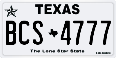 TX license plate BCS4777