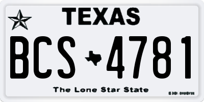 TX license plate BCS4781