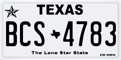 TX license plate BCS4783