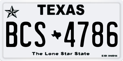 TX license plate BCS4786