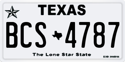 TX license plate BCS4787